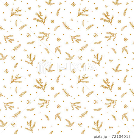Gold floral Chrisrmas pattern. Gold fir branches background. Golden winter forest texture. Winter holiday seamless Gold floral Chrisrmas pattern. Gold fir branches background. Golden winter forest texture. Winter holiday seamless 72104012