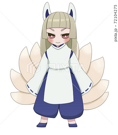 九尾の狐 少年 笑顔のイラスト素材