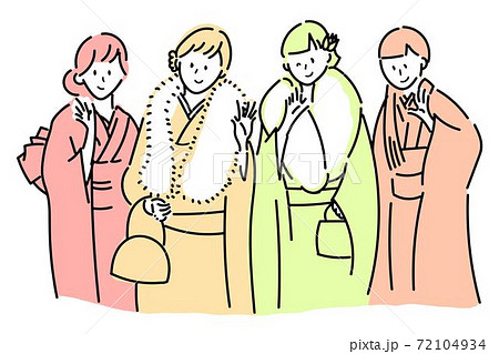 成人式で振袖を着る女の子のベクター画像 成人式で振袖を着る女の子のベクター画像 72104934