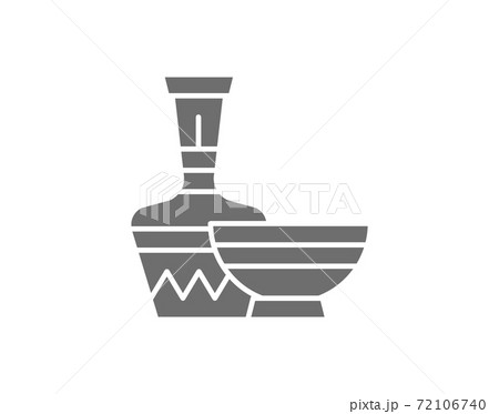 African ethnic pottery, bowl, jug grey icon. 72106740