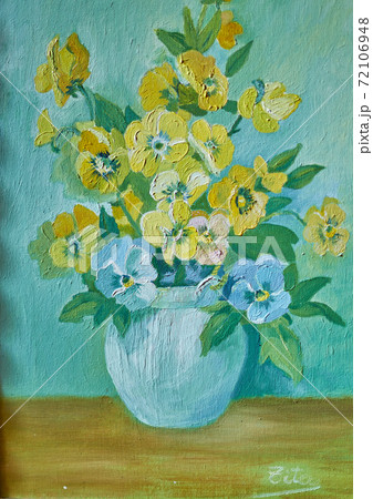 Flower pot painting with texture Flower pot painting with texture 72106948