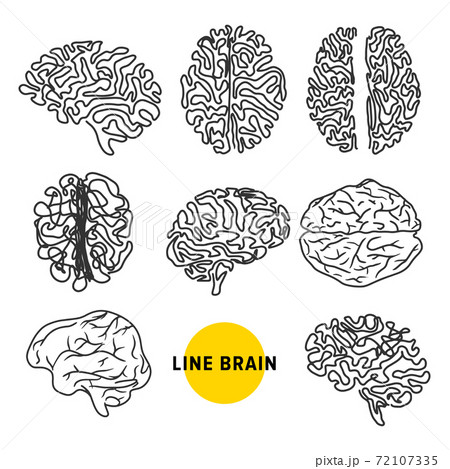 Line Art Style Brainwave Silhouette Logo Icons のイラスト素材 Line Art Style Brainwave Silhouette Logo Icons のイラスト素材