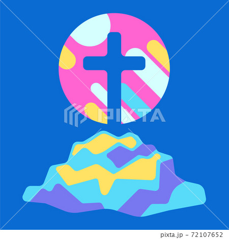 Happy Easter illustration with cross. 72107652