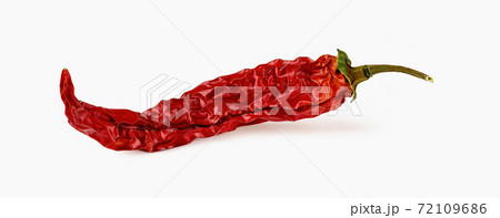 Red hot pepper dry pod isolated on white background.  72109686