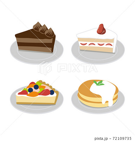 チョコケーキ ショートケーキ フルーツタルト パンケーキのイラスト素材
