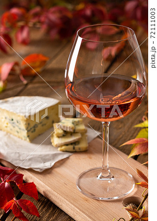 Glass of rose wine and blue cheese Glass of rose wine and blue cheese 72111003