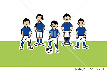 青いユニホームの男子サッカーチーム カラー イラスト素材のイラスト素材