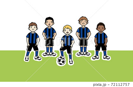 青と黒のユニホームの男子サッカーチーム カラー イラスト素材のイラスト素材