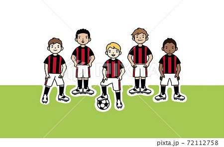 赤と黒のユニホームの男子サッカーチーム カラー イラスト素材のイラスト素材