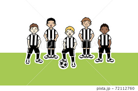 白と黒のユニホームの男子サッカーチーム カラー イラスト素材のイラスト素材