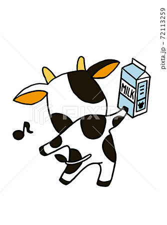 可愛い牛その6 後ろ向きで牛乳を持って立つのイラスト素材