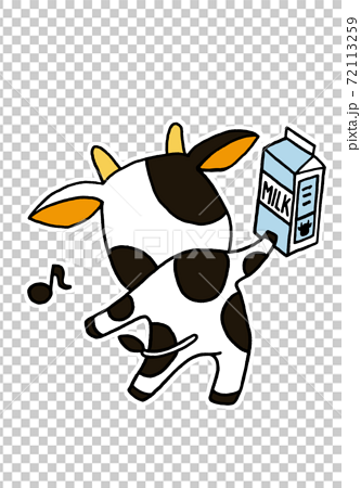 可愛い牛その6 後ろ向きで牛乳を持って立つのイラスト素材