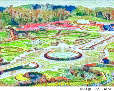 みちのく公園のクレヨン画のイラスト素材
