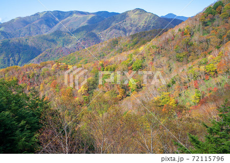 日光 半月峠第2駐車場からの眺望  紅葉景色 秋景色   日光 半月峠第2駐車場からの眺望  紅葉景色 秋景色   72115796