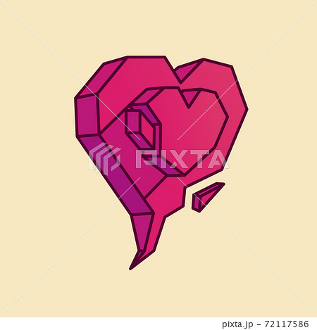 Vector comics 3D cartoon illustration of a heart. A purple speech bubble. Valentine's Day card 72117586