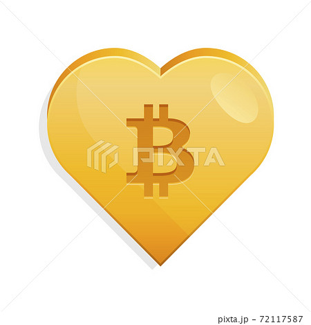 Vector Illustration of a golden heart in 3D style with a bitcoin sign inside. Like button. Valentine's Day gift Vector Illustration of a golden heart in 3D style with a bitcoin sign inside. Like button. Valentine's Day gift 72117587
