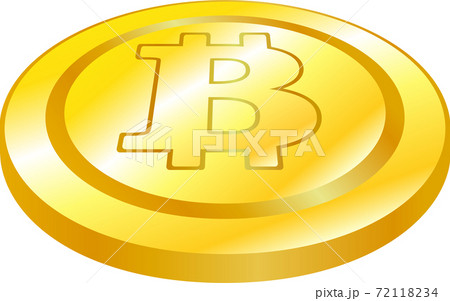 ビットコイン 仮想通貨 一枚 平面に置かれた 通貨のイラスト素材