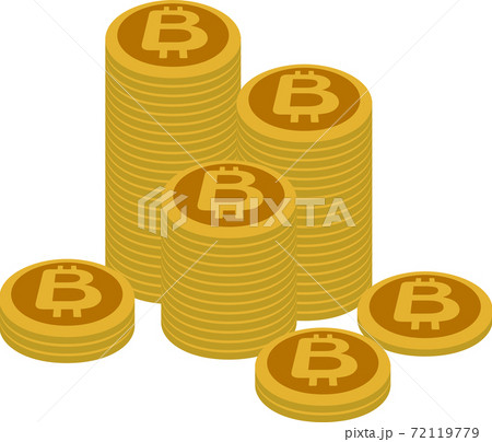 溢れるほど積み上げられたビットコイン 仮想通貨  資産運用 72119779