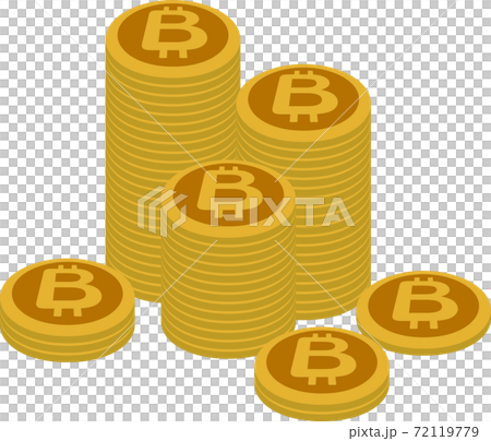 溢れるほど積み上げられたビットコイン 仮想通貨  資産運用 72119779