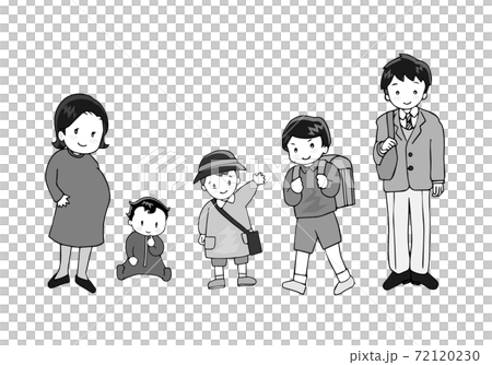 子供の成長 妊娠から赤ちゃん 学生のイラスト素材