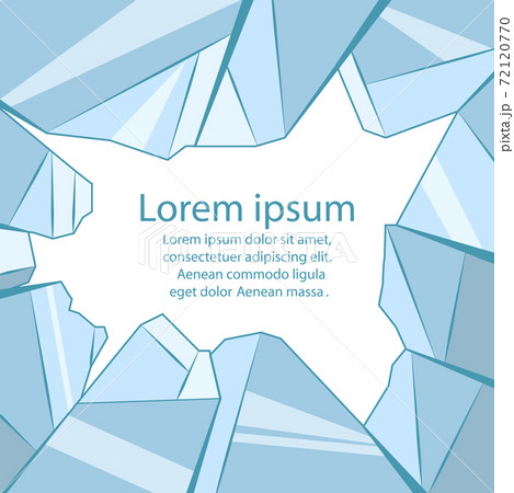 Colorful illustration of broken glass with place for text. Vandalism and hooliganism. Trusted window and ice. Vector cartoon template 72120770