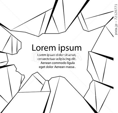 Contour illustration of broken glass with place for text. Vandalism and hooliganism. Trusted window. Vector black and white outline template Contour illustration of broken glass with place for text. Vandalism and hooliganism. Trusted window. Vector black and white outline template 72120771