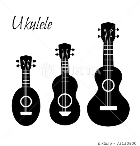 Set Of Black Simple Silhouette Ukulele のイラスト素材