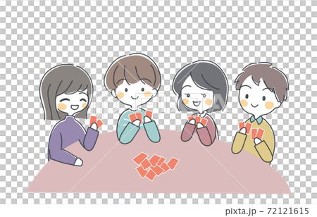 トランプをする人たちのイラスト ベクターのイラスト素材