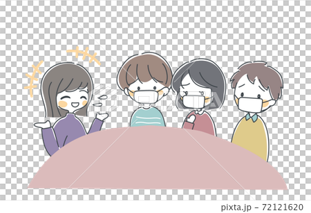 一人だけマスクを付けずに楽しそうに喋る人のイラスト・ベクター 72121620