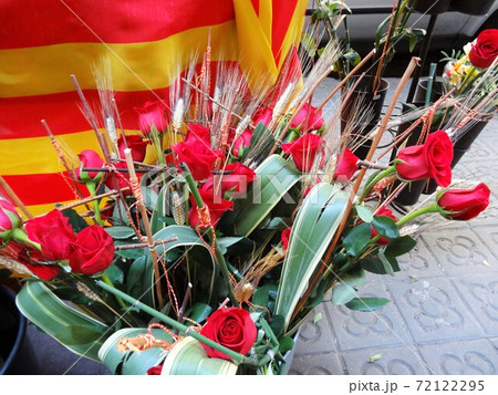 サン・ジョルディ（本の日）に贈る赤いバラ/Red roses on Sant jordi 72122295
