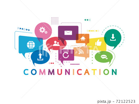 . The word communication with colorful dialog speech bubbles 72122523