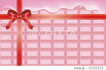 バレンタイン ギフト リボン とける板チョコ ルビー コピースペース イラスト素材のイラスト素材