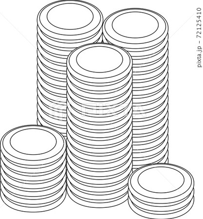 溢れるほど積み上げられたコイン 硬貨 仮想通貨 資産運用 ファイナンスのイラスト素材