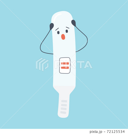 Surprised pregnancy test with positive result as a two lines. Unplanned pregnancy. Isolated vector illustration Surprised pregnancy test with positive result as a two lines. Unplanned pregnancy. Isolated vector illustration 72125534