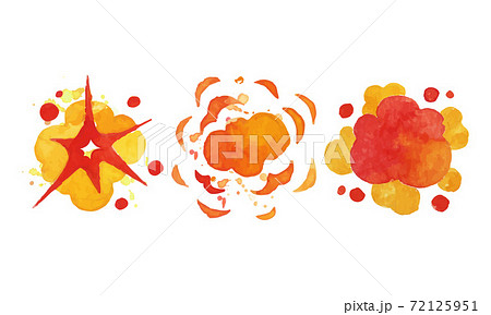 Watercolor Bomb Explosion and Fire Cloud Effect Vector Set 72125951