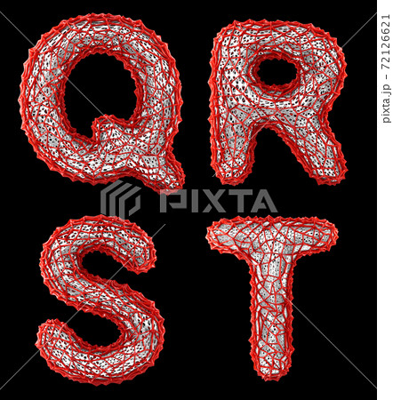 Realistic 3D letters set Q, R, S, T made of red plastic. Realistic 3D letters set Q, R, S, T made of red plastic. 72126621