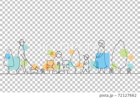 いろいろな人々の線画イラスト 72127662