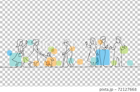 いろいろな人々の線画イラスト 72127668