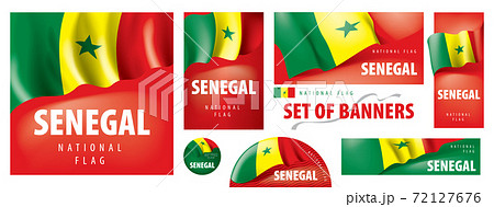 Vector set of banners with the national flag of the Senegal Vector set of banners with the national flag of the Senegal 72127676