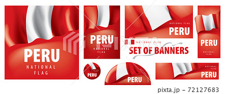 Vector set of banners with the national flag of the Peru Vector set of banners with the national flag of the Peru 72127683