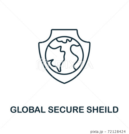 Global Secure Shield icon from cyber security collection. Simple line Global Secure Shield icon for templates, web design and infographics Global Secure Shield icon from cyber security collection. Simple line Global Secure Shield icon for templates, web design and infographics 72128424