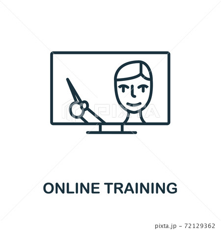 Online Training icon from business training collection. Simple line Online Training icon for templates, web design and infographics Online Training icon from business training collection. Simple line Online Training icon for templates, web design and infographics 72129362