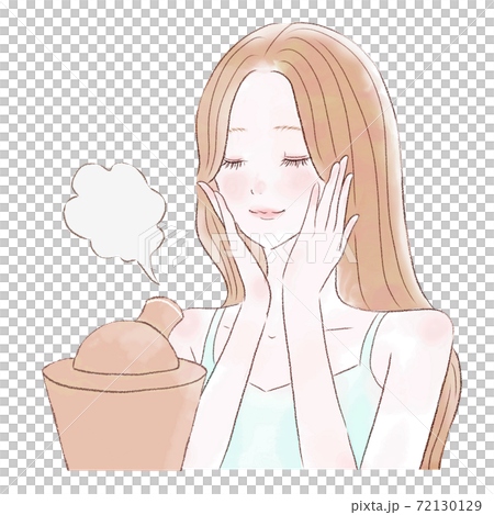 スチーマーで顔を保湿する女性 スチーマーで顔を保湿する女性 72130129