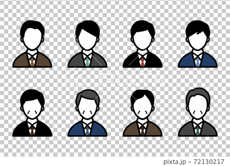 男性（若年・中高年）のアイコンのセット／若い／中年／おじさん／ビジネスマン／人物／シニア／イラスト 72130217