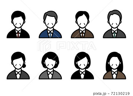 中年男性と中年女性のアイコンのセット 中高年 ミドル 40代 50代 男女 イラストのイラスト素材