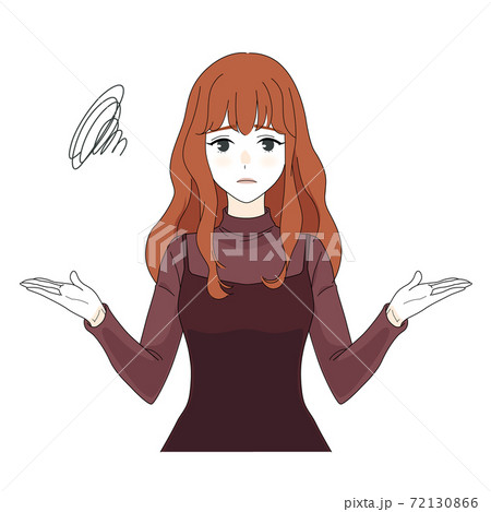 困った顔の女性 困った顔の女性 72130866