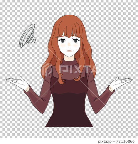 A woman with a troubled face 72130866