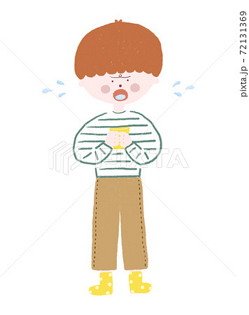 うがいをする男の子のイラスト素材