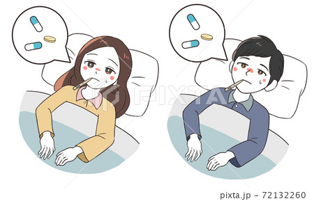 風邪薬を飲んで寝る 電子体温計 風邪薬を飲んで寝る 電子体温計 72132260