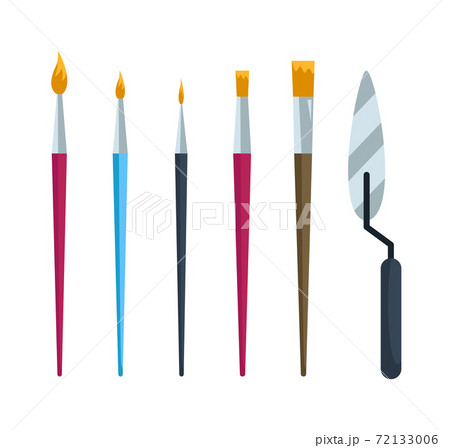 Artist paintbrush and trowel isolated on white 72133006